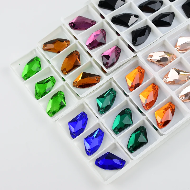 All colors glass crystal AX sew-on rhinestones flatback two holes sewing rhinestone for DIY wedding Performance dress Accessorie