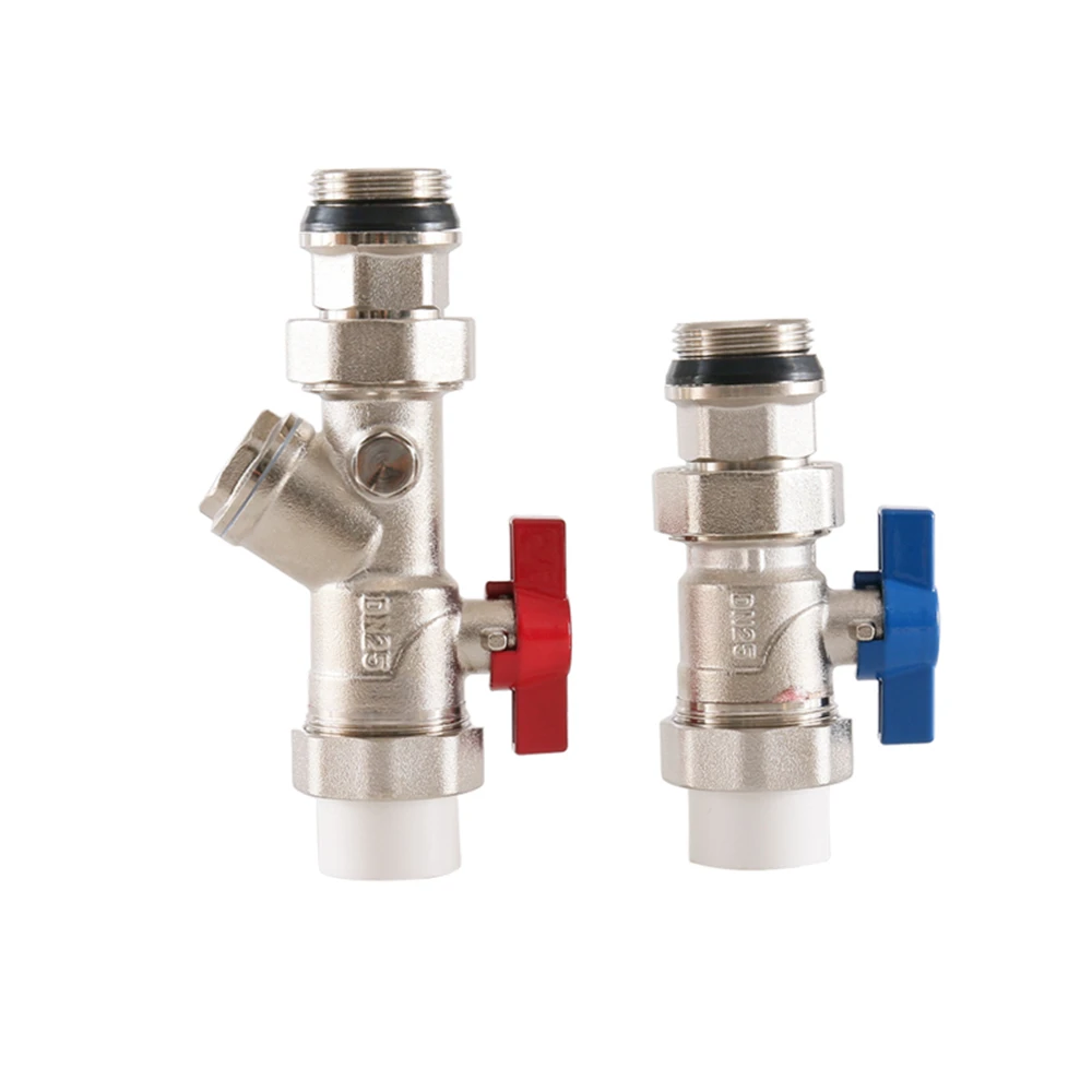 Floor Heating Main Valve Electroplating PPR25 Straight Filter Ball Valve Silver PPR32 Water Trap Valve