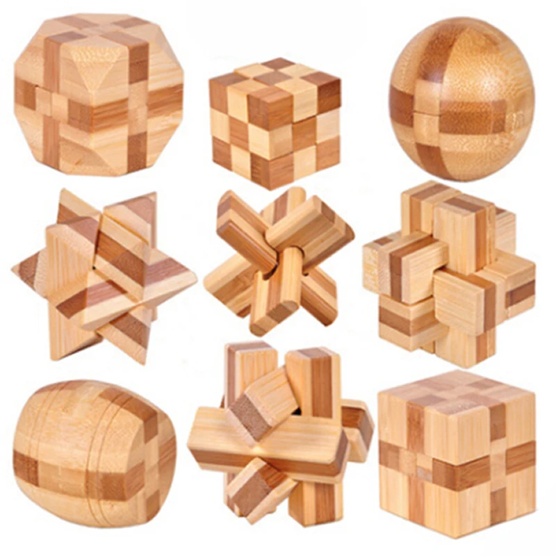 

Excellent Design IQ Brain Teaser 3D bamboo Interlocking Kong Ming Luban Lock Puzzle Game Educational Adults Kids Toy