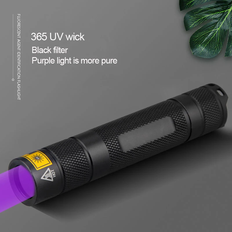 UV Flashlight LED 365nm Rechargeable Ultra Violet Ultraviolet Invisible Torch for Pets Stain Hunting Marker Use 18650 battery