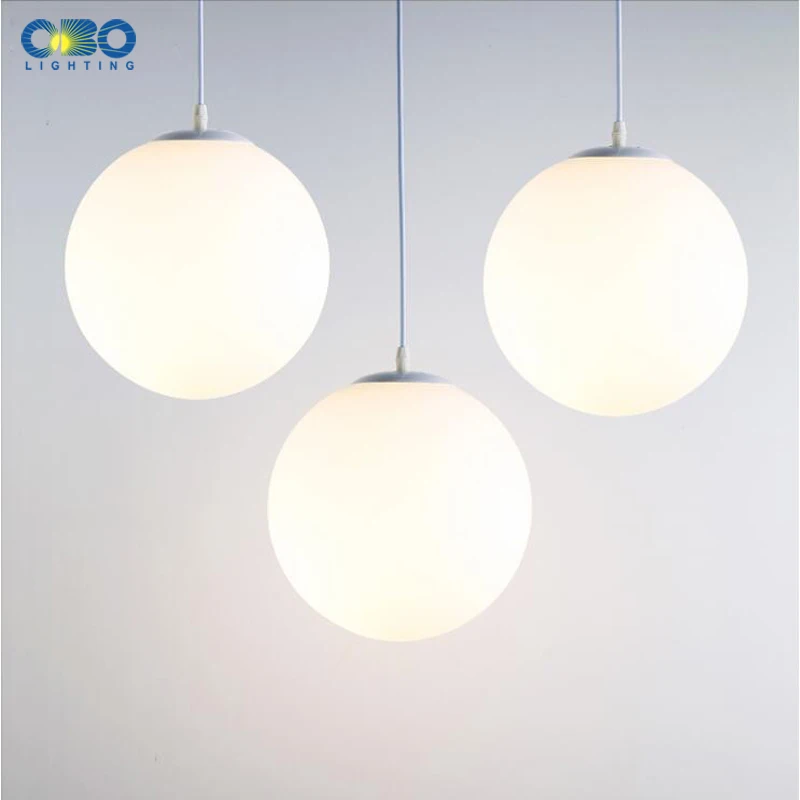 Modern Pendant Lamp White Glass Nordic Vintage Loft Fixtures E27 E26 LED Indoor Cord Pendant Lights Spherical For Ball Bedroom