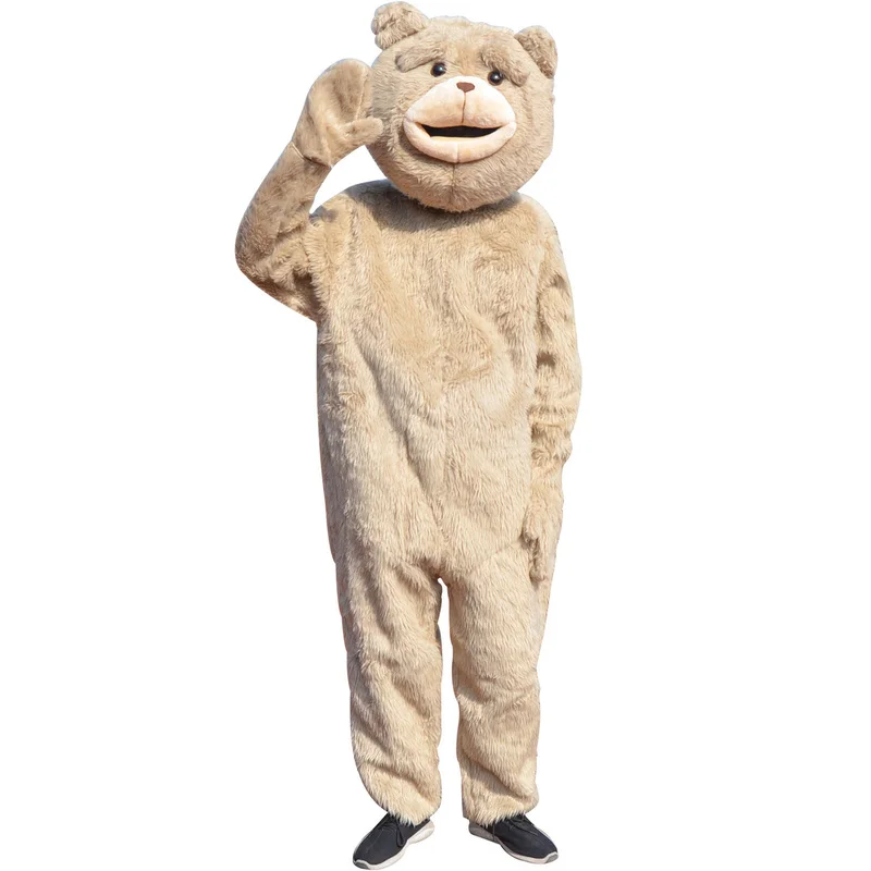 

Teddy Bear Funny Bear Cartoon Doll Costume Halloween Mascot Long Furry Cosplay Costume