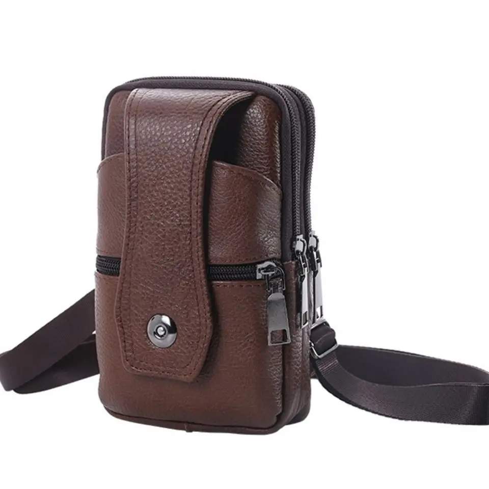 새로운 5.5 인치 7.2 인치 정품 가죽 휴대 전화 포켓 벨트, 수평 및 수직 야외 스포츠 동전 지갑 남성용