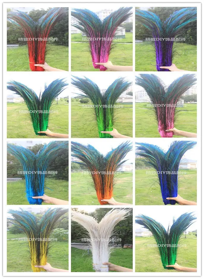 50-1000Pcs Dyeing Peacock Feathers for Crafts Length 30-35CM 12-14inch Peacock Feather Diy Jewelry Decorative Peacock Feathers