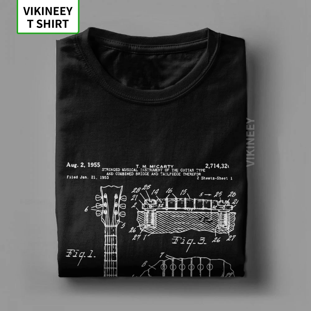 Patent Acoustic Electric Guitar Music Men T Shirt Crazy 100% Cotton Short Sleeves Tees Crew Neck T-Shirts Printed Tops