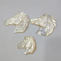 1PC Charm Shell Carved Horse Head Pendant Natural Mother of Pearl Seashell Fashion Necklace Pendant DIY Jewelry Making Accessory