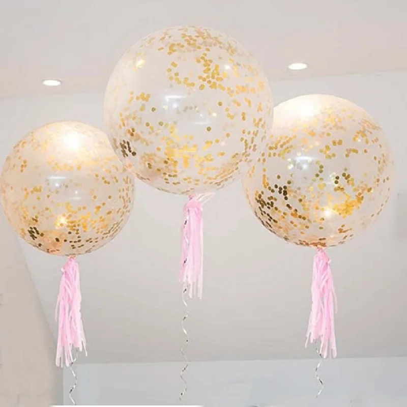 36 Inch Jumbo Gold Confetti Balloons Giant Latex Glitter Balloons for Birthdays Party Wedding Festivals Christmas Event Decor