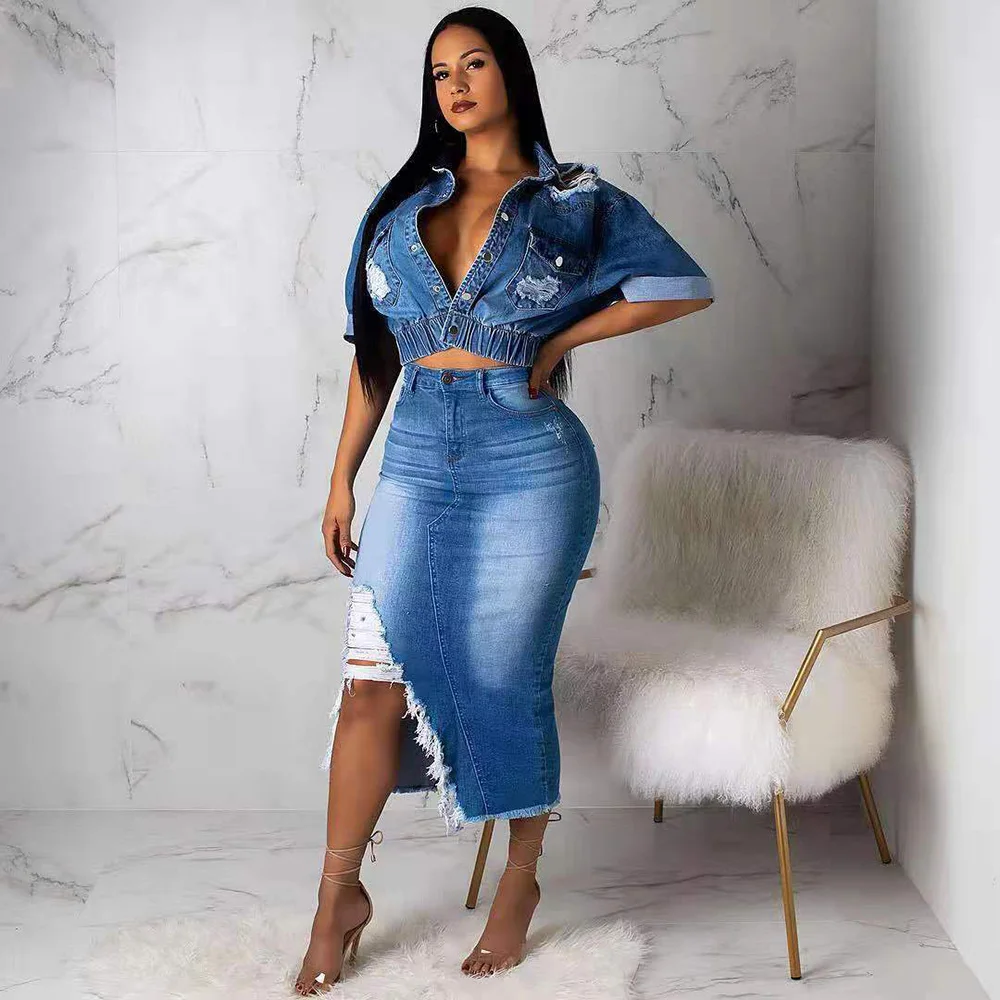 African mom jeans skirt suit factory direct sales Women's Fashion Jeans Women's Ripped Jeans