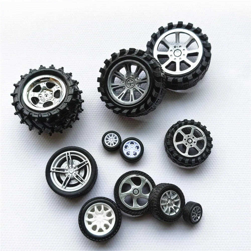 2Pcs/Lot 18 Types Mini Toy Car Wheels DIY Model Plastic Rubber Tires Seal Ring Assembled Robot Parts Drop Shipping