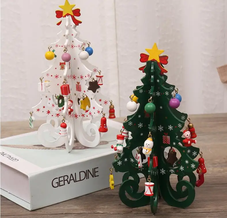 Wooden Christmas tree children hand-made diy three-dimensional Christmas tree scene layout Christmas decorations