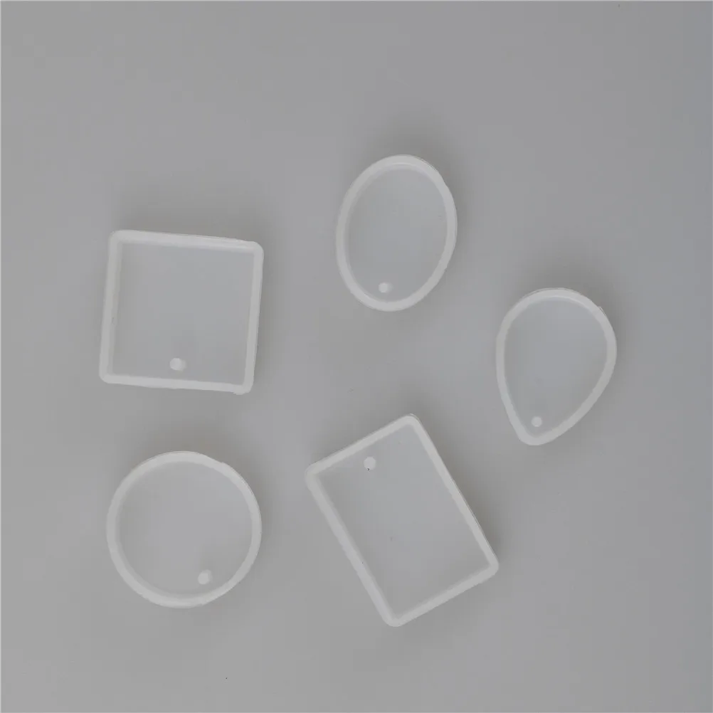 1Pcs/5Pcs Round Square Oval Waterdrop Rectangle Shape Hole Silicone Mold DIY Craft Epoxy Resin Molds Necklaces Pendant Mould