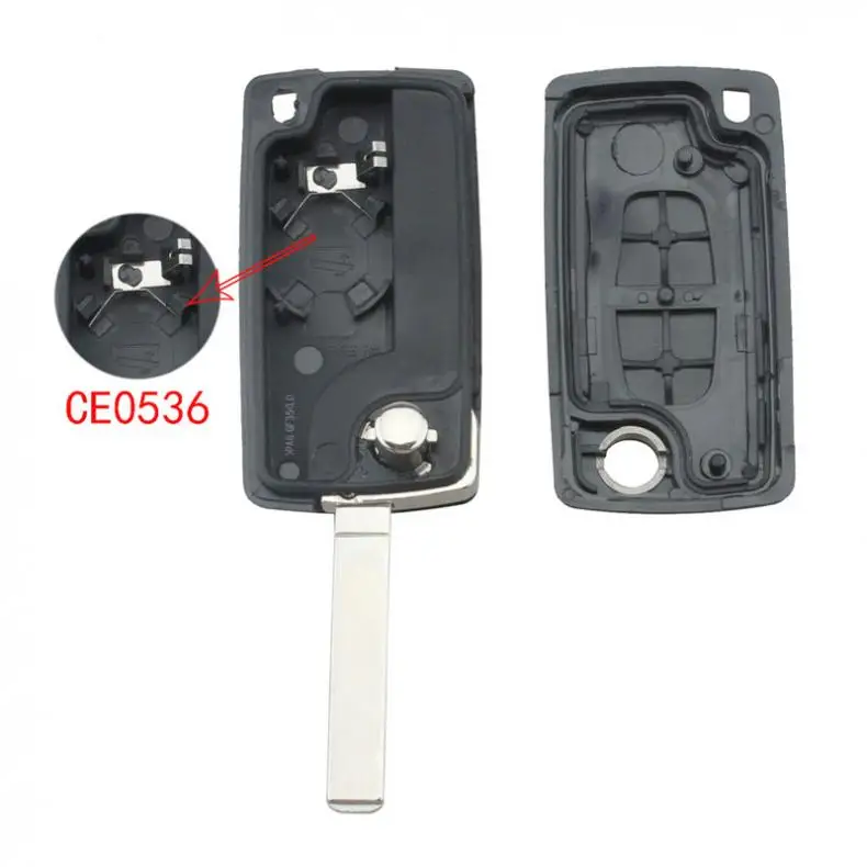 Funda negra con 2 botones para mando a distancia, carcasa para llave de coche sin cortar, para CITROEN C2 C3, nuevo listado