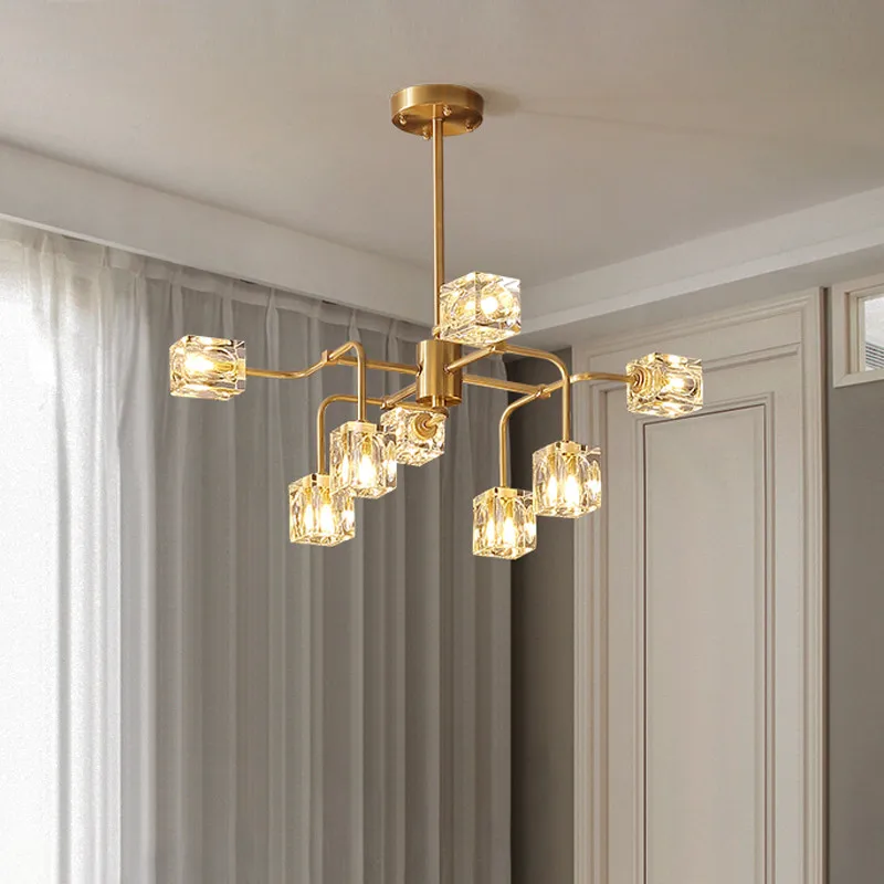 

Square Crystal chandelier material Artistic Branches luxury gold light fixtures for living room kitchen chandelier lighting