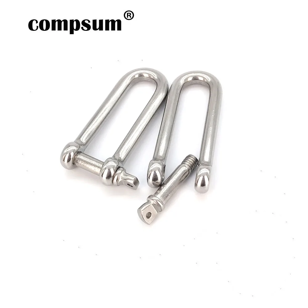 T304 Long D shackle Stainless Steel Screw Pin D Shackle  Paracord Bracelet Steel Buckle