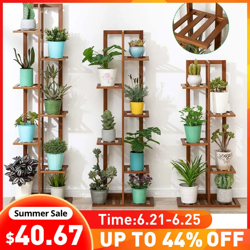 

5/6/7 Tier Bamboo Plant Shelves Flower Pot Holder Garden Rack Display Stand Succulent Plants Home Balcony Modern Decoration