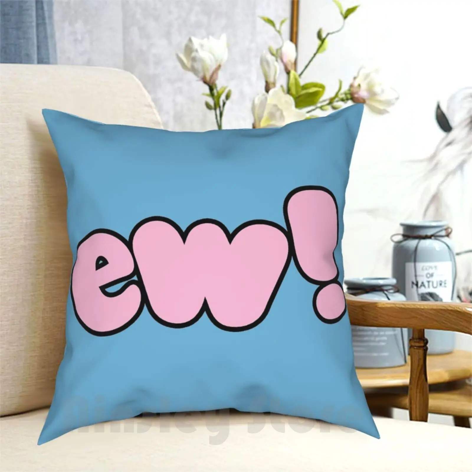 Jimmy Fallon Ew! Pillow Case Printed Home Soft Throw Pillow Ew Jimmy Fallon Sara Sarah Funny Cute Pink Blue Eww Tonight