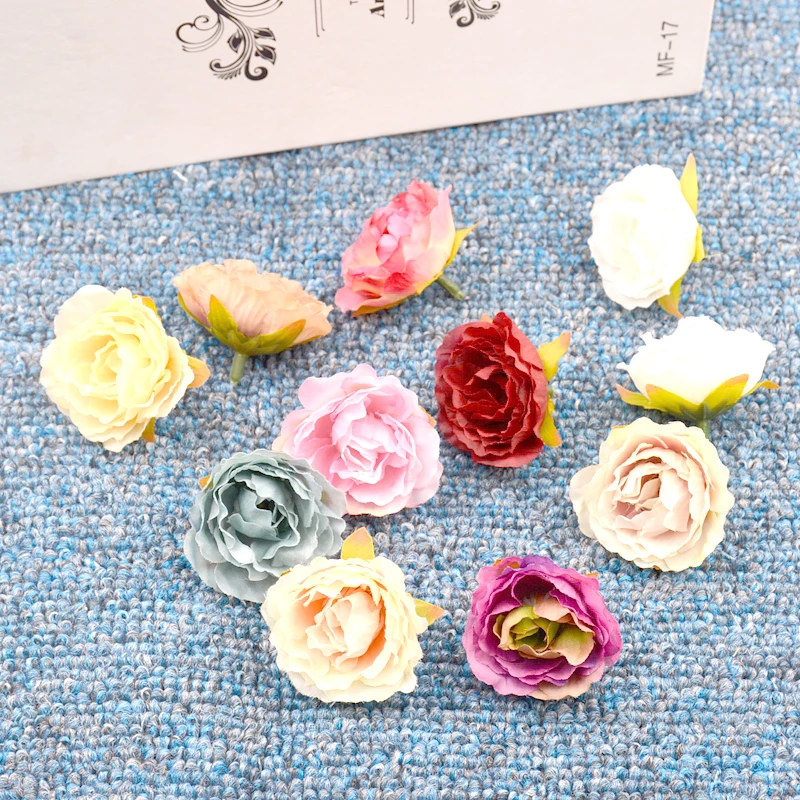 10Pcs Blooming Peony Silk Artificial Flower For Wedding Party Home Room Decoration Marriage Shoe Hats Accessories Handmade Craft