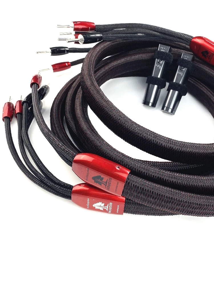 Oi-fim redwood cabo de alto-falante prata spade plug 72v dbs de alta fidelidade bifio cabos de áudio banana plug