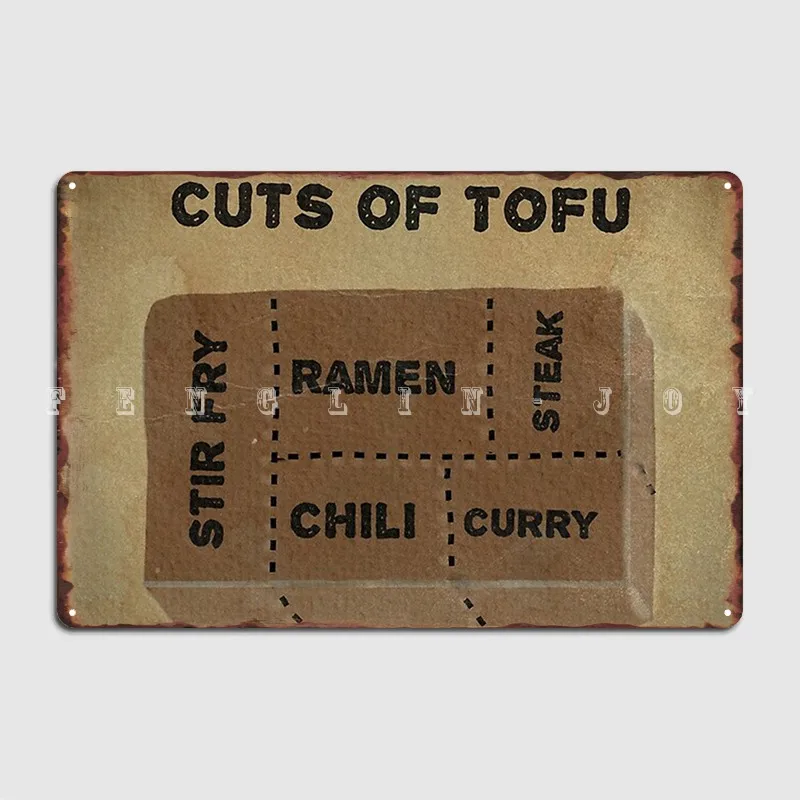 Cuts Of Tofu Metal Sign Wall Pub Pub Garage Retro Plates Tin Sign Poster