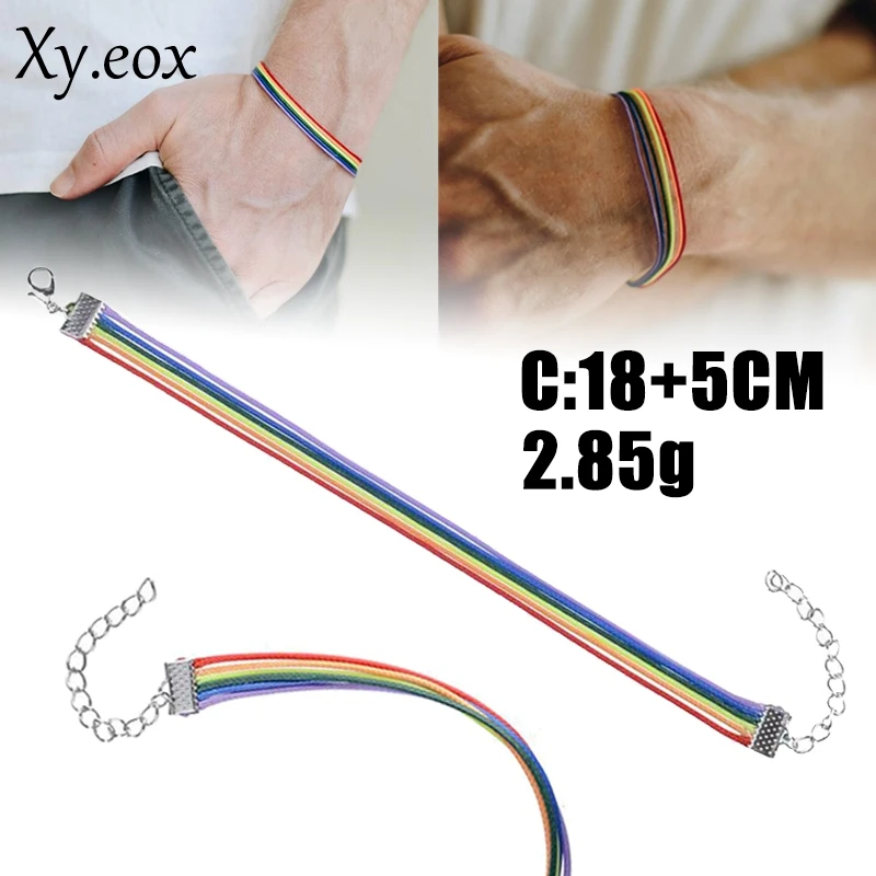 Lgbt Gay Pride Lesbian Rainbow Friendship Bracelet LGBT Wax Rope Trans Men Charm
