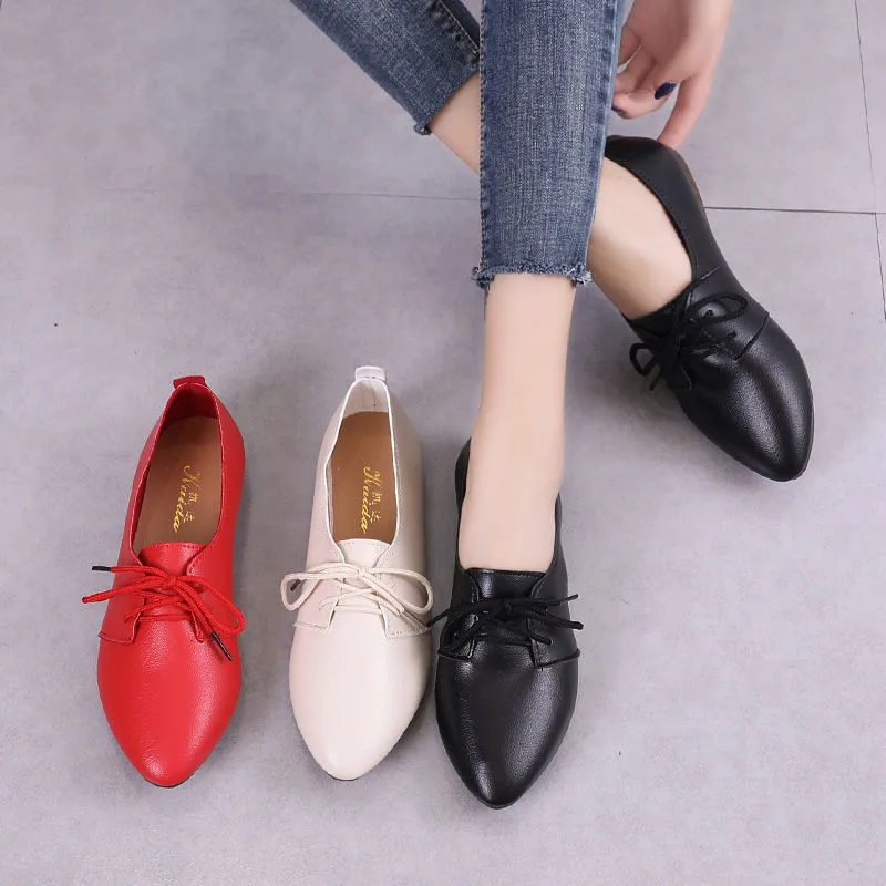 New Big Size 2021 Spring Women Flats Shoes Women Genuine Leather Flats Ladies Shoes Female Cutout Slip on Ballet Flat Loafers