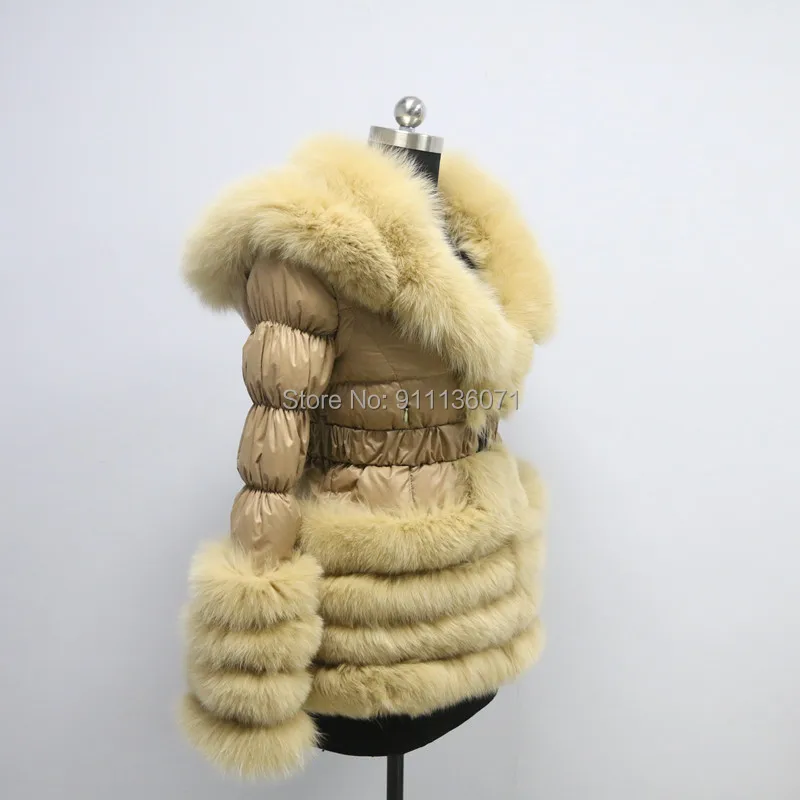 Custom Free Shipping Woman And Children Puffer Jacket 4 Rows With Detached Hood Sleeves Real Fur Down Coat