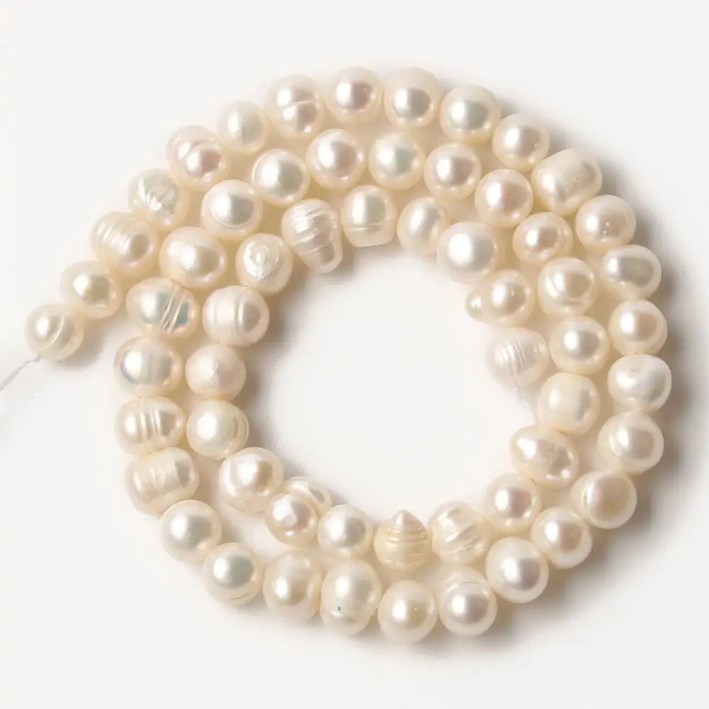 AA+ Natural White Freshwater Pearls Beads Irregular Round Cultured Pearls for Jewelry Making DIY Women Bracelets 15inch