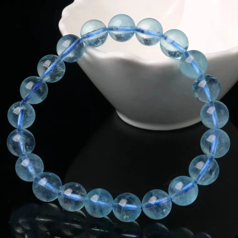 

Top Quality Natural Blue Ice Aquamarine Clear Round Beads Bracelet Women Men 7mm 8mm 9mm 10mm 11mm Crystal Healing Jewelry