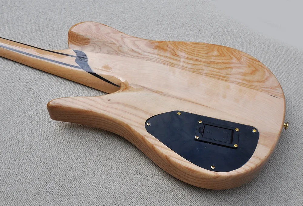 5 Strings Neck-thru-body Electric Bass with Burl Maple Veneer,Active Circuit,Maple Fretboard