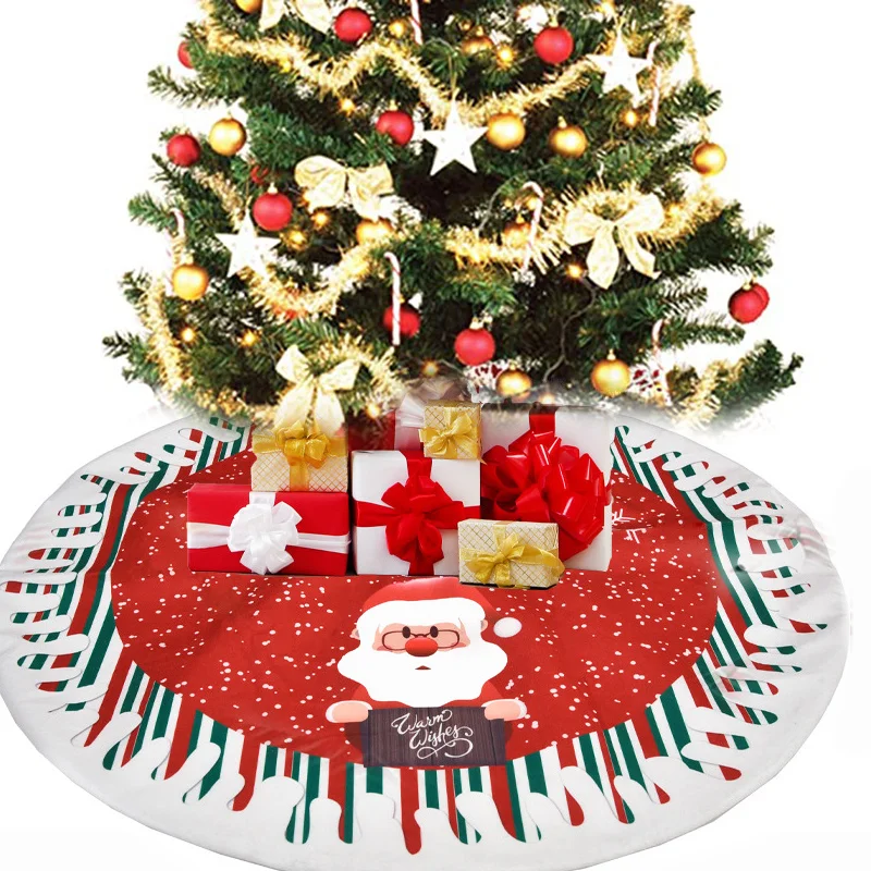 78CM Christmas Tree Skirt Red Xmas Tree Ornaments Floor Cover Cartoon Santa Claus Elk Snowman Christmas Decoration New Year 2022