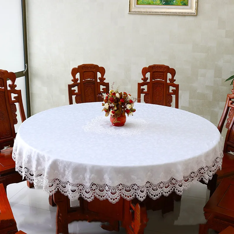 Modern Lace Satin White Tablecloth Embroidery Dining Kitchen Tea Coffee Table Cloth Placemat Christmas banquet Wedding Decor - Image 4