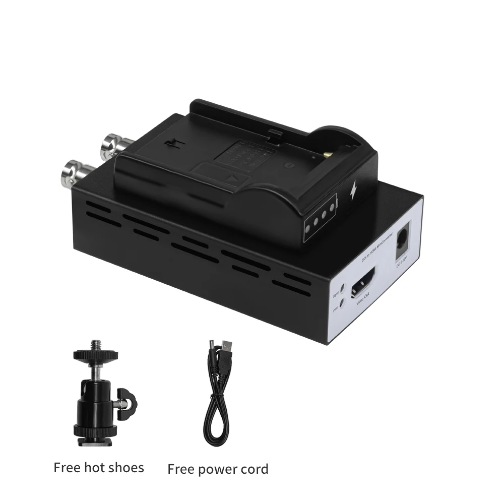 Portable 3G SDI to HDMI Transmitter with F550/F970 Battery Plate Level B Support,1080p60Hz Video Converter for Broadcast Monitor