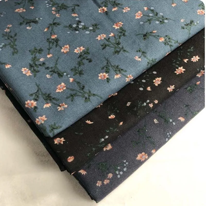 Cotton/Linen Retro Pastoral Small Flower Floral Fabrics soft for Autumn Spring Handwork Decor Tablecloth Dress Cushion Craft Bag