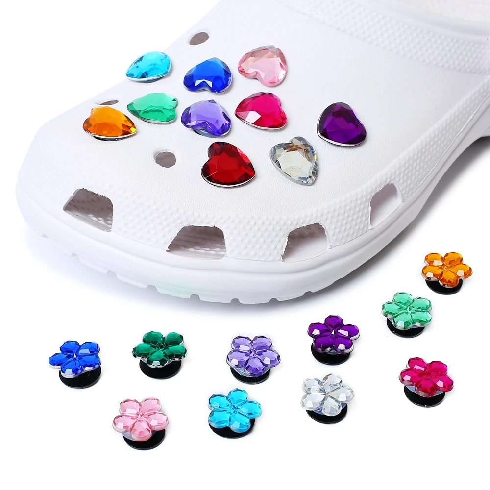 Single Sale 1pcs Crystal PVC Shoe Charms,Shoe Buckles Accessories Fit Bands Bracelets,Kids Party X-mas Gift