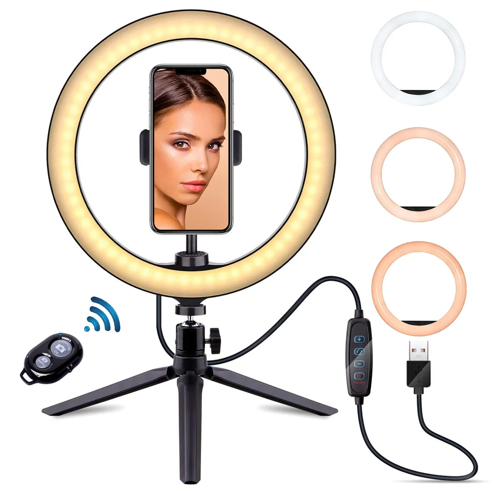 2022 samowyzwalacz wypełnij światło pulpit Selfie Stick do telefonu komórkowego uchwyt lampa statywu USB LED Light Ring Light dla iPhone Samsung