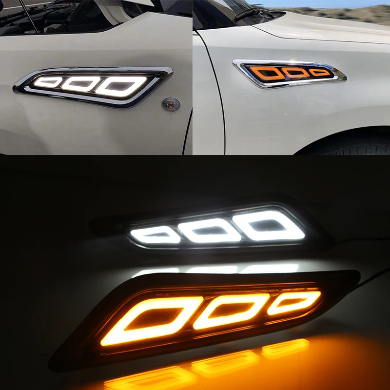 car Day Light for Nissan Patrol Y62 2014-2019 leaf board turn signal lamp LED light streamer y62 side air port light modificati