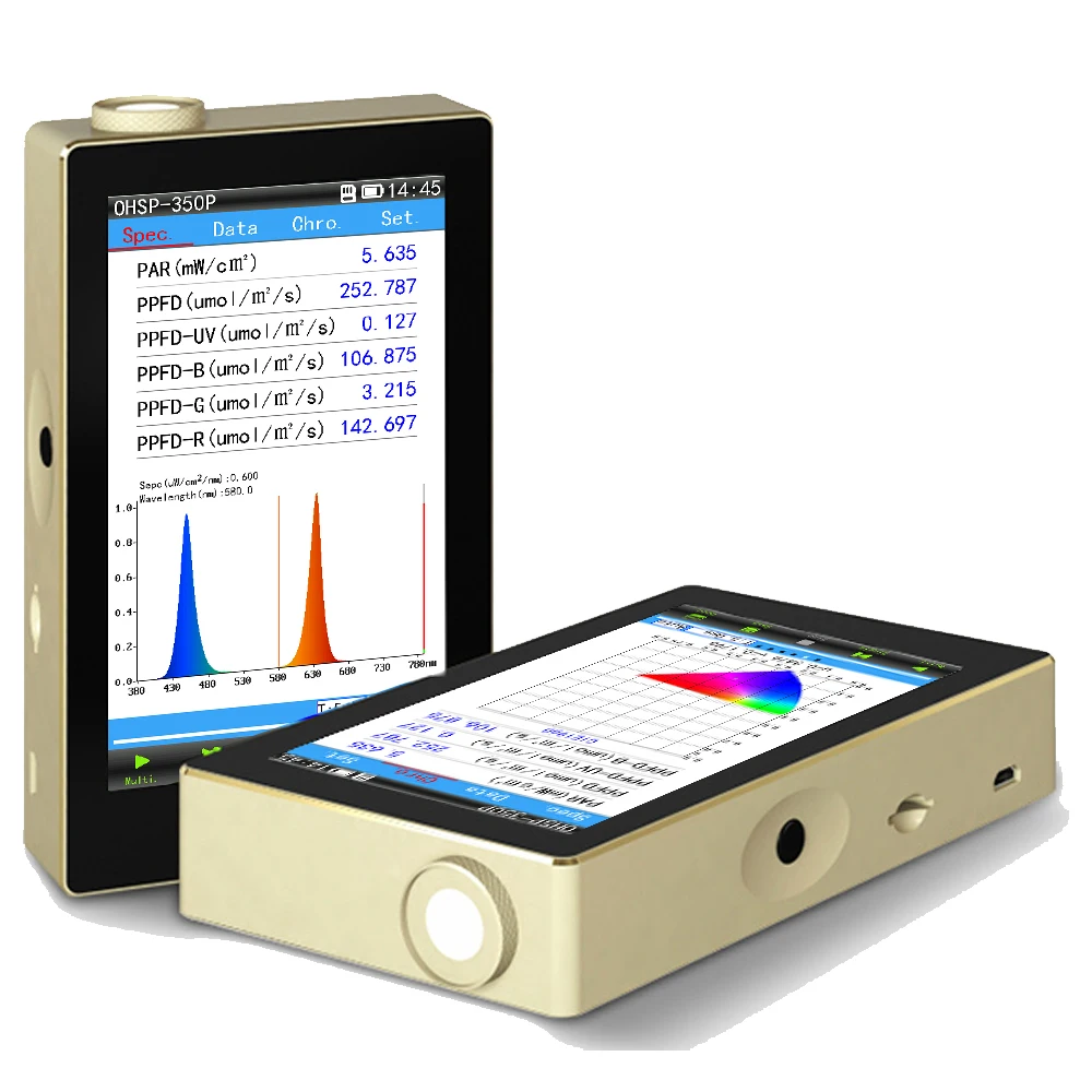 OHSP350P PAR PPFD Meter 350-800nm Spectrometer CCT CRI Tester HOPOOCOLOR