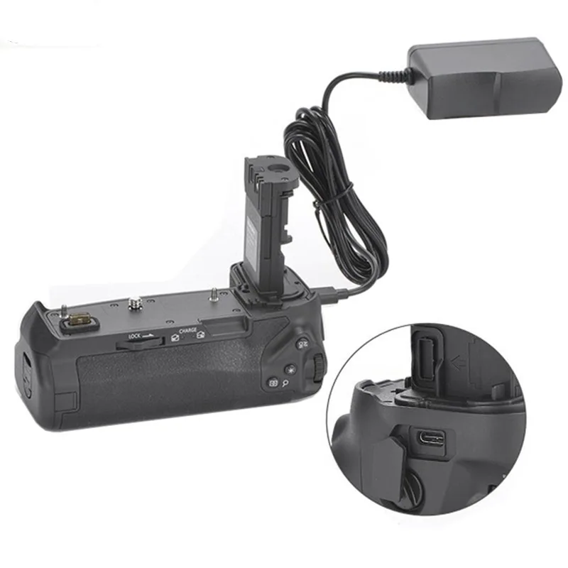 Controle remoto para câmera canon eos eosr, peça de reposição com bateria vertical