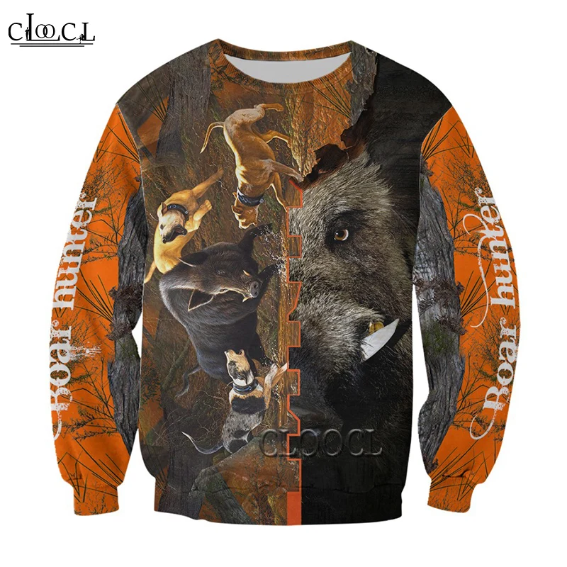 

HX Drop Shipping Animal Wild Boar Hunter Orange New 3D Printed Mens Hoodie Harajuku Sweatshirt Unisex Casual Zip Jacket Pullover