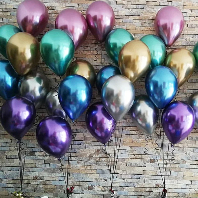 10Pcs 12inch Metal Chrome Latex Balloons Wedding Xmas Birthday Party Metallic Air Balls Globos Baby Shower Decoration Balloons