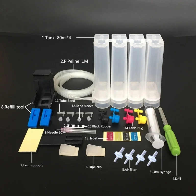 Einkshop For HP305 305XL DIY CISS Ink Supply System  For HP 305 XL  DeskJet 2710 2720 4110 4120 4130 ENVY 6010 6020 6030 6420