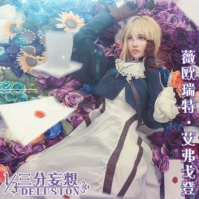 

Anime! Auto Memories Doll Figure Violet Evergarden Retro Victoria Elegant Dress Uniform Cosplay Costume Halloween Suit For Women