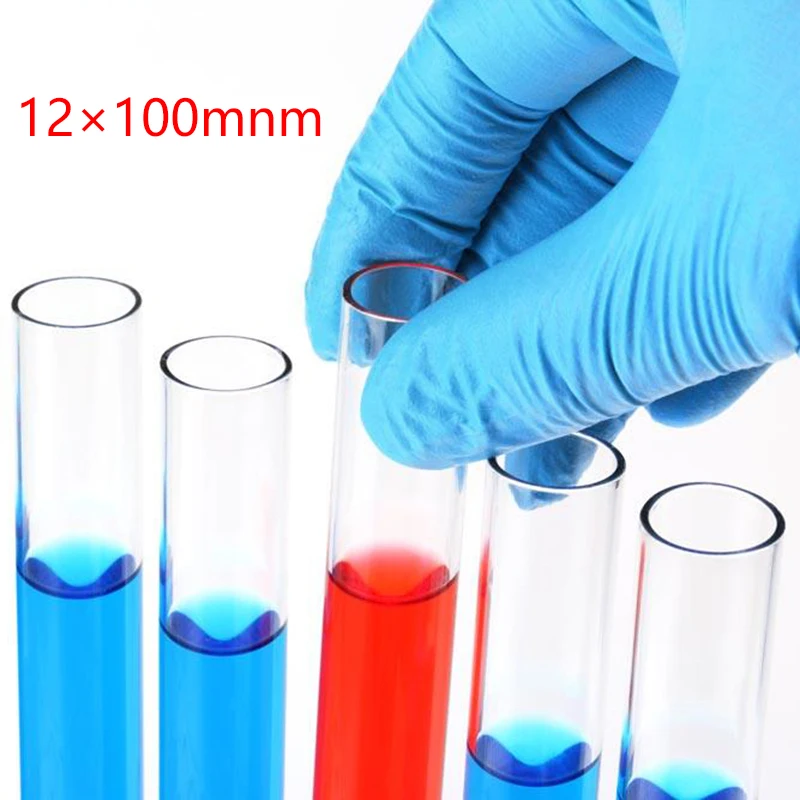 100pcs flat mouth test tube 12*100mm,Outer diameter 12mm,Full length 100mm,High borosilicate glass round bottom test tube