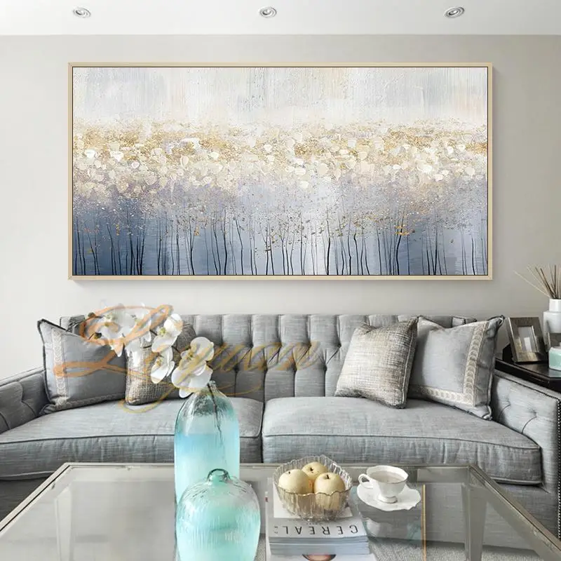 

100% Hand painted Gray Golden Big Size Oil Painting Abstract on Canvas Wall art for Home Decor Bedroom Wall Decoration