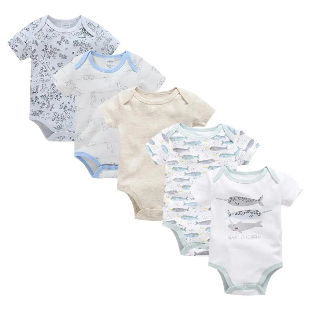 Newborn Baby Girl Bodysuit 5PCS/Set Cotton Short Sleeve Body bebe Summer Infant Jumpsuit 0-24M Cartoon Toddler Baby Boys Clothes