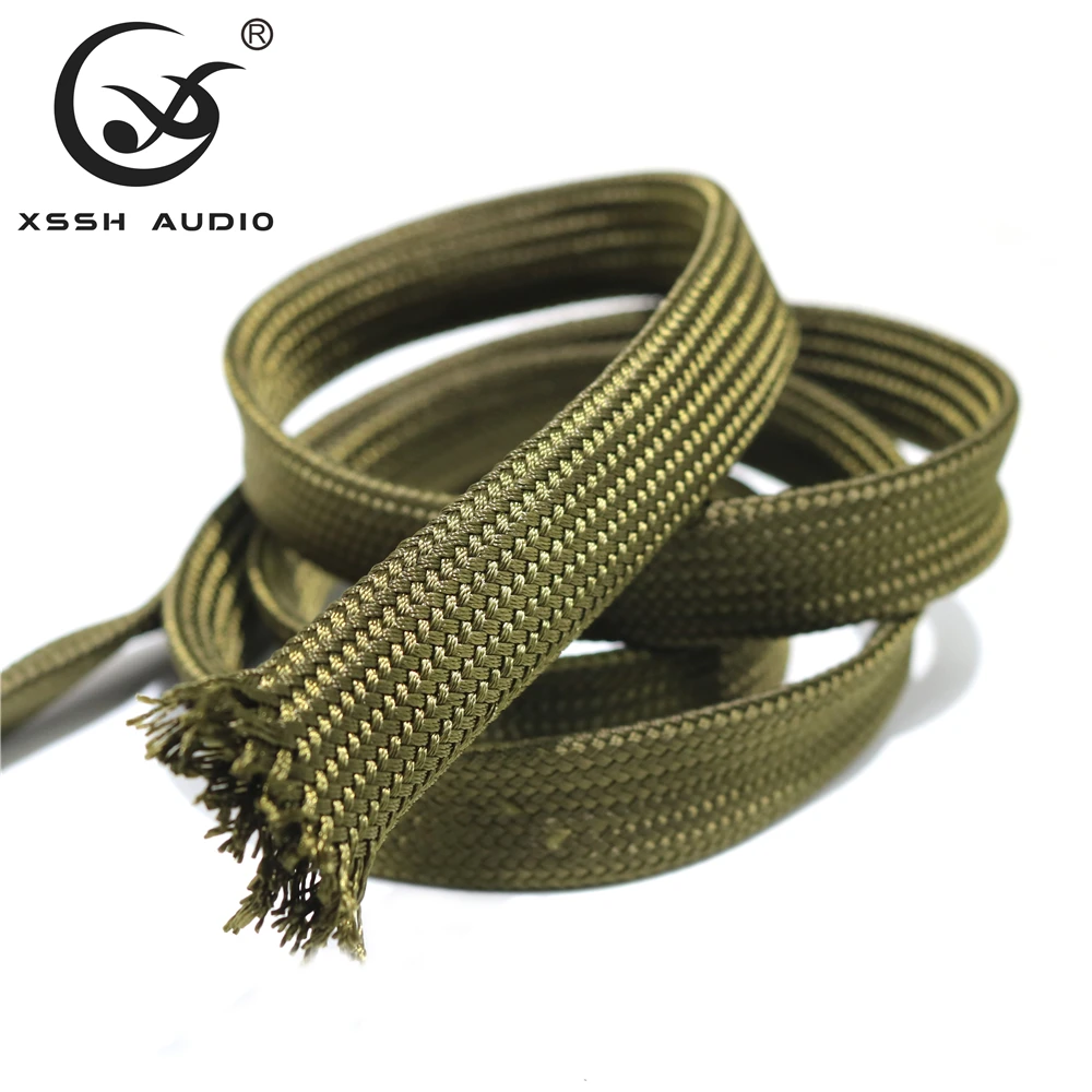 

10m/20m High Density Green Cotton Polyamide Sleeve DIY HiFi Speaker Power Audio Wire Shock Absorber Braided Cable Sheath Sleeves