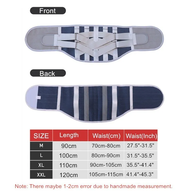 Lumbar Back Support Belt Disc Herniation Orthopedic Waist Support Brace with Removable Double Pull Strap Pads And Steel Splints