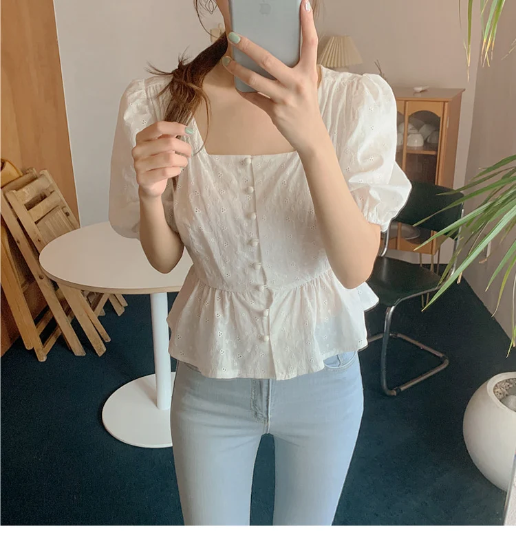 Embroidery Lace Spring femme Shirt Casual white Tops Girls Blouse Women Long sleeve Linen Cotton New Women Blouses femme