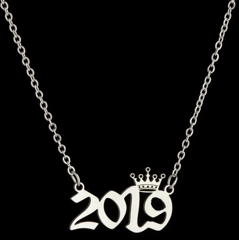 Personalize Old English Year Number Necklaces for Women Men Simple Stainless Steel Chain Custom Year 1980 to 2024 Birthday Gift