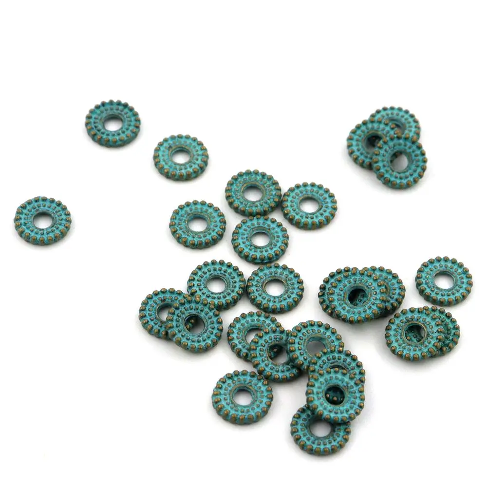 100 tibetische grüne lose Distanzperlen aus Metall für Schmuckherstellung, DIY-Armband, Halskette, Zubehör, Großhandelsversorgung – Detail 1